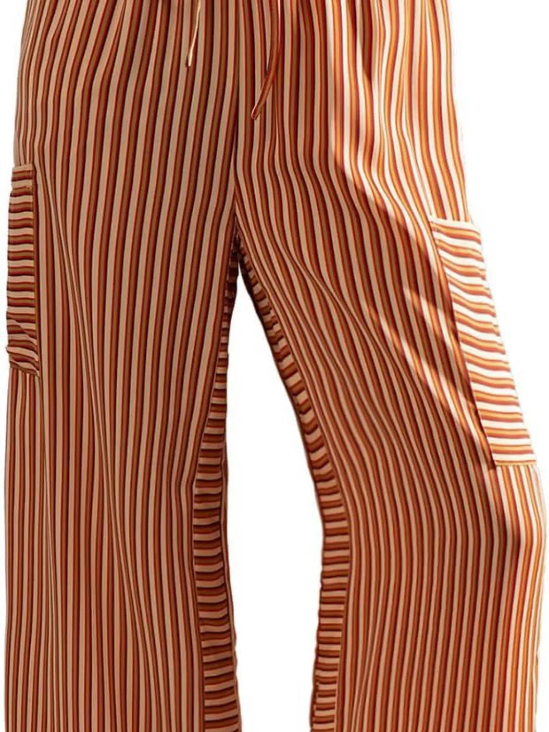 Contrast Striped Wide Leg Pants