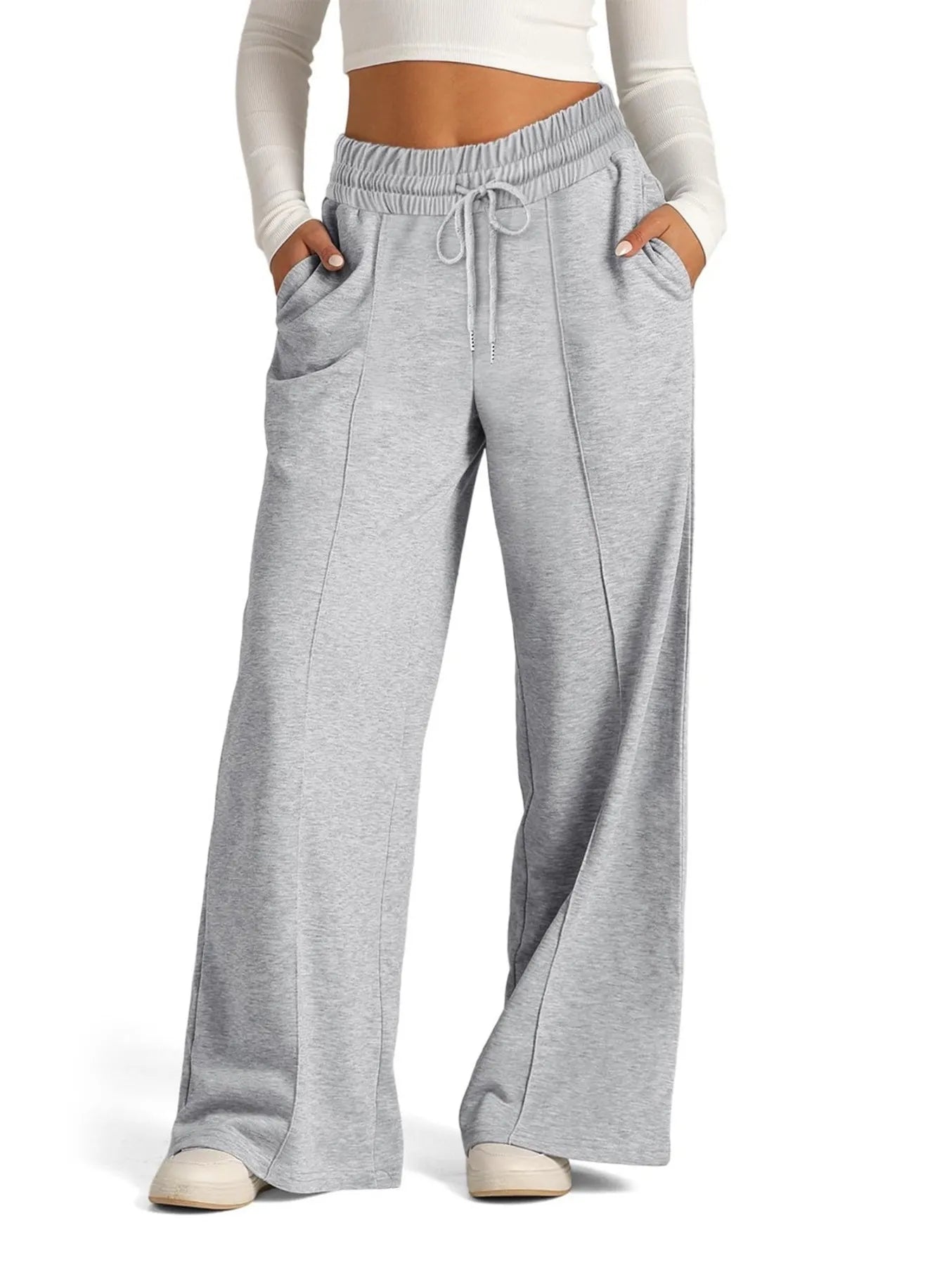 Drawstring Relaxed Wide Leg Pants