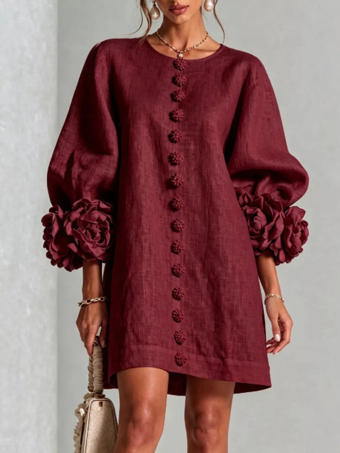 3D Floral Applique Mini Dress