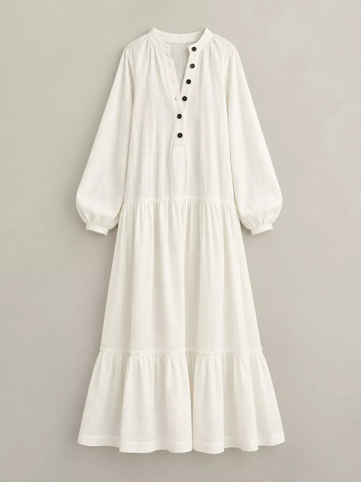 Button Front Tiered Maxi Dress