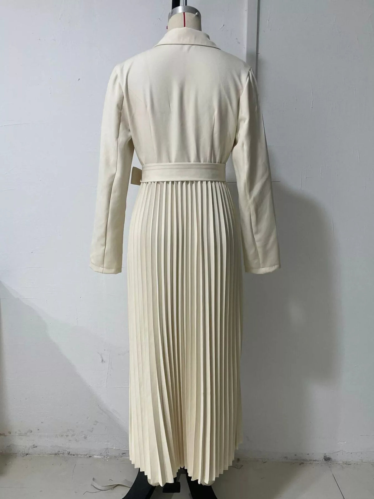 Blazer-Style Pleated Midi Dress
