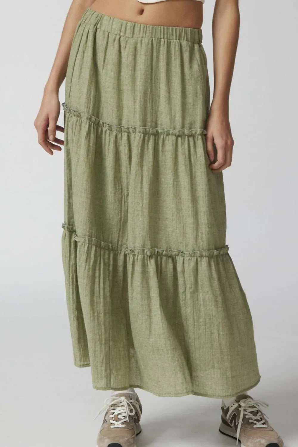 Frill Elastic Waist Skirt by Mystique Q