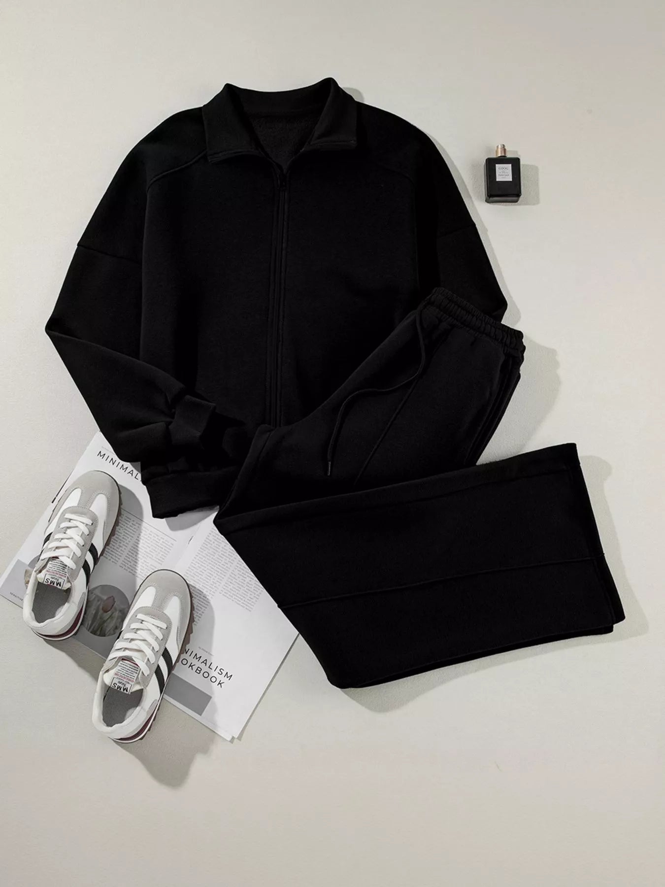 Drop Shoulder Zip-Up Jacket & Pants Set