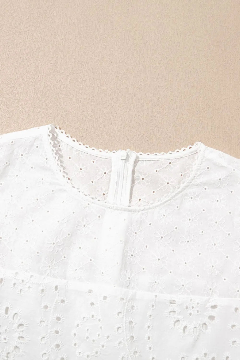 Floral Eyelet Embroidered Shift Dress in White