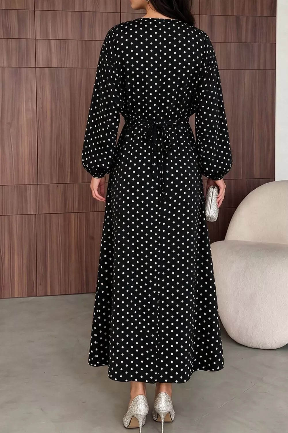 Polka Dot Tie-Waist Maxi Dress