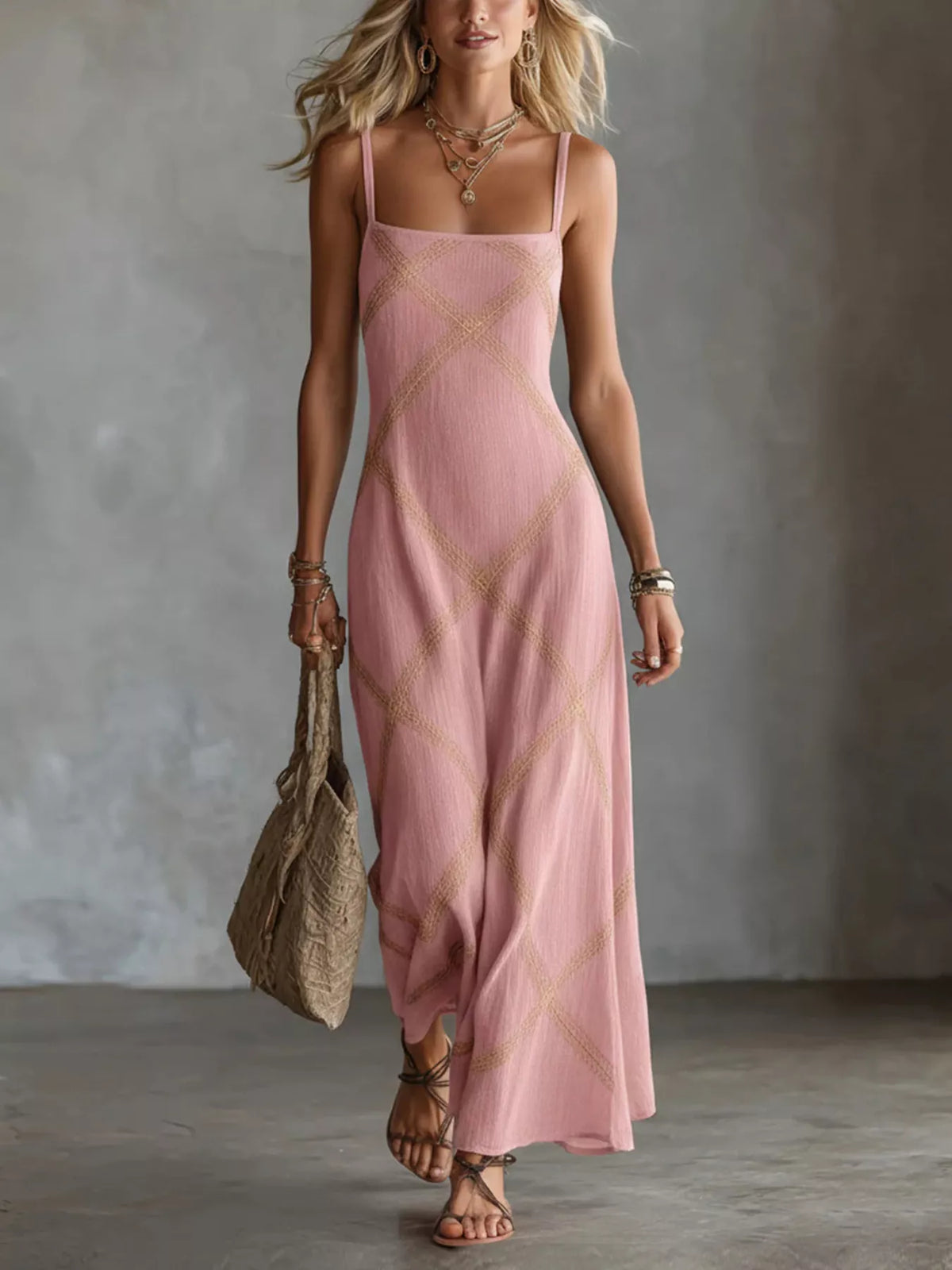 Square Neck Plus Size Maxi Dress