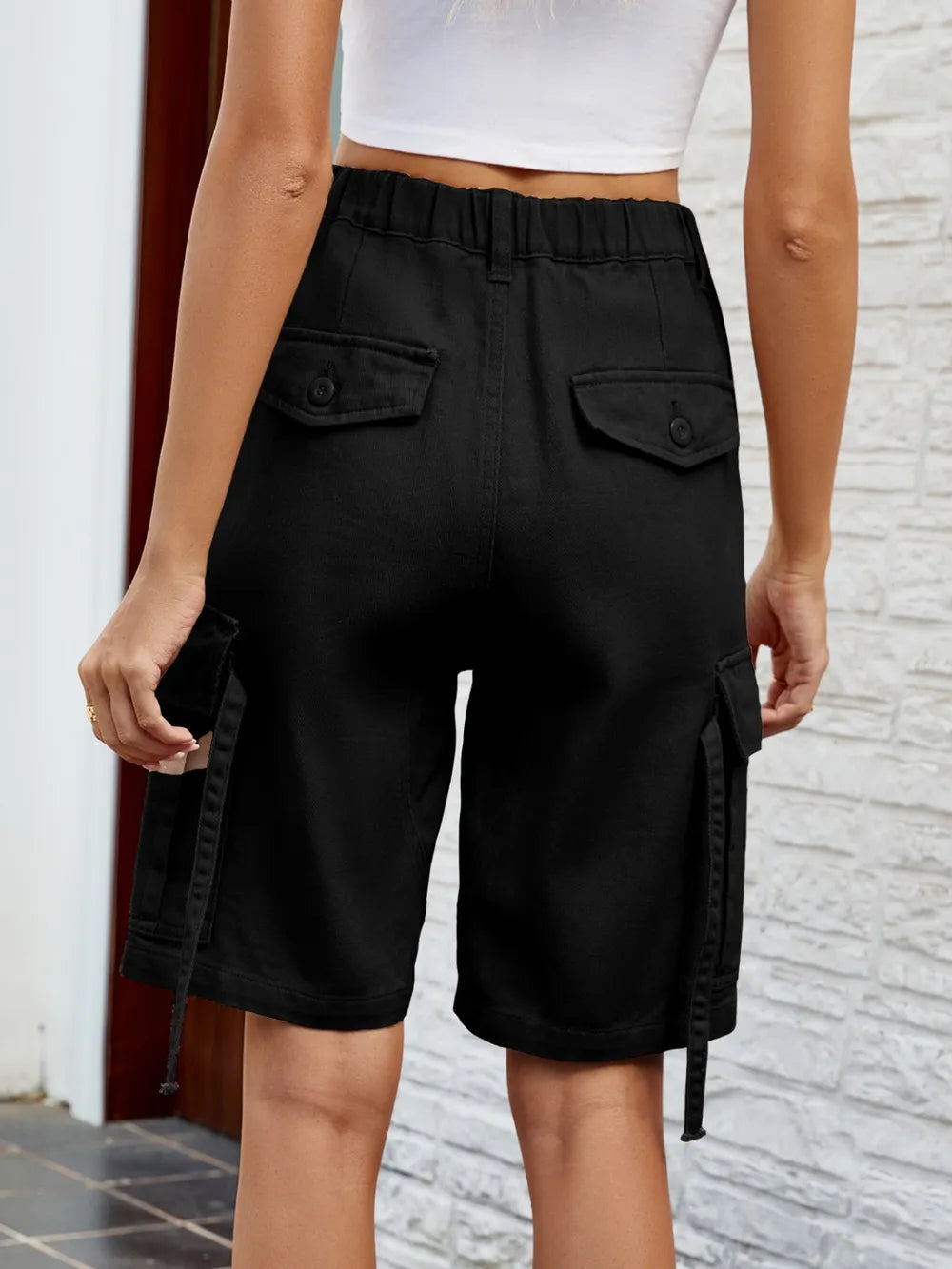 High-Waisted Pocket Denim Shorts by Manny