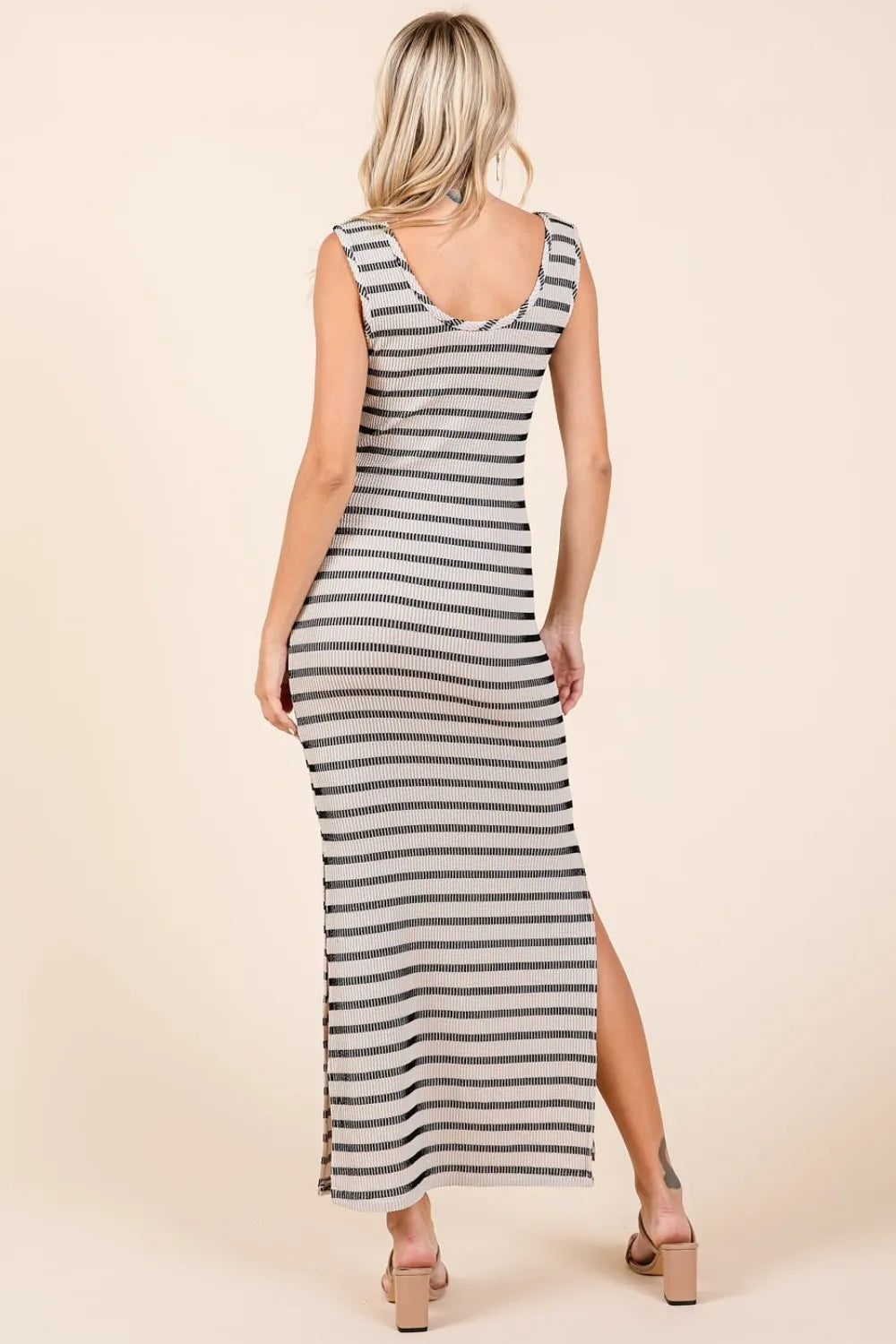 Striped Scoop Neck Maxi Dress in Ivory by Mittoshop