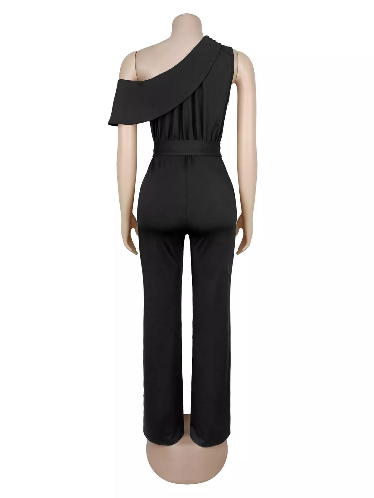 One-Shoulder Draped Wide-Leg Jumpsuit