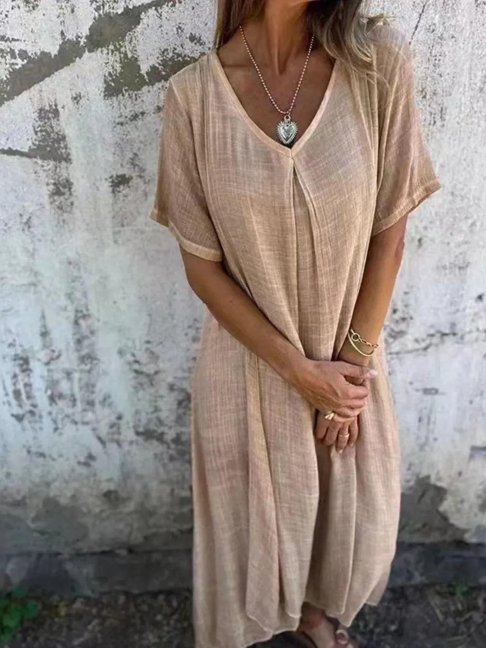 Plus Size V-Neck Midi Dress
