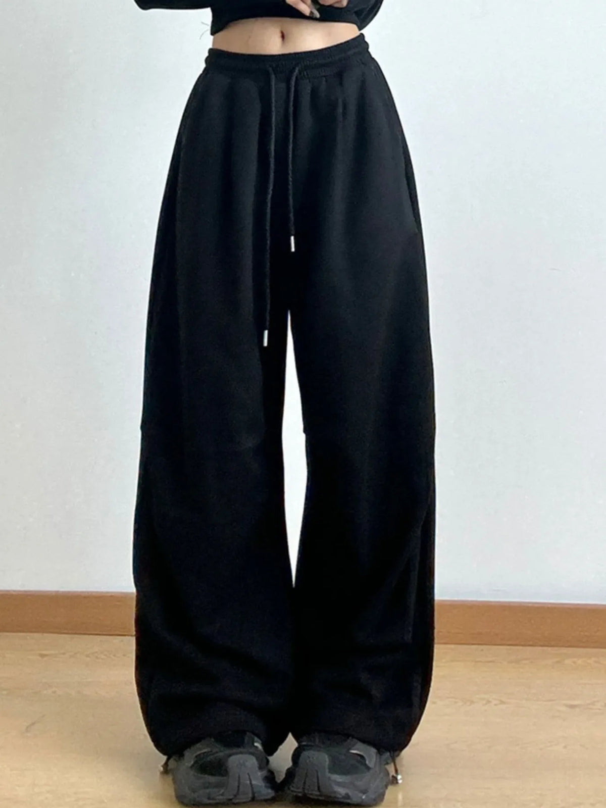 Wide Leg Pants with Drawstring Tie