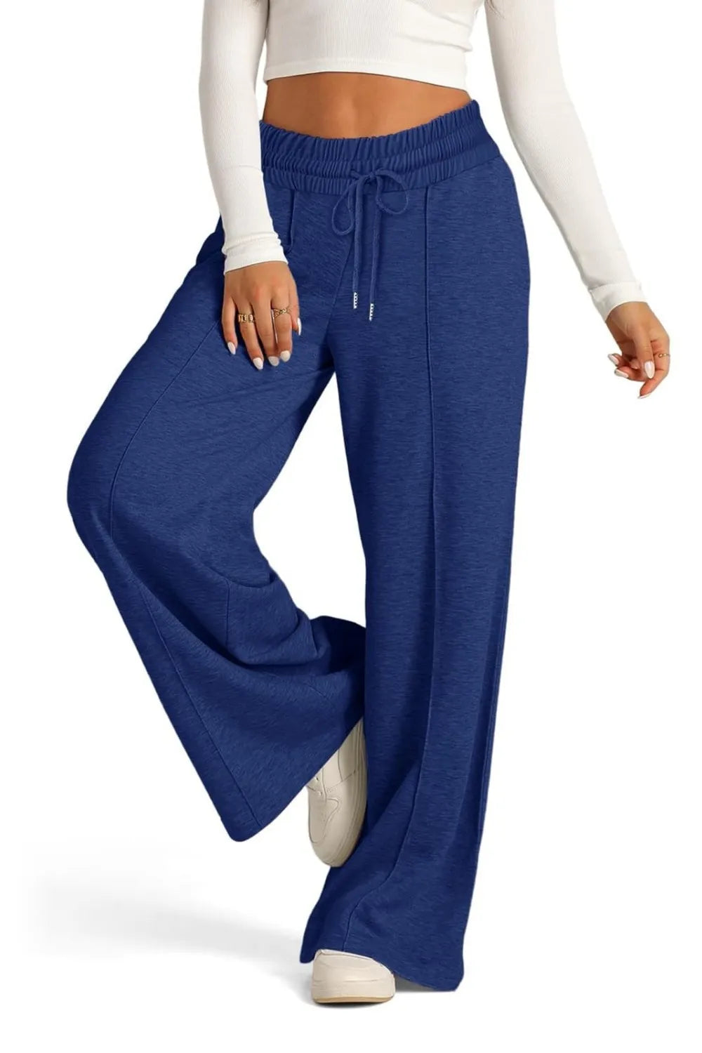 Drawstring Wide Leg Pants with Pockets