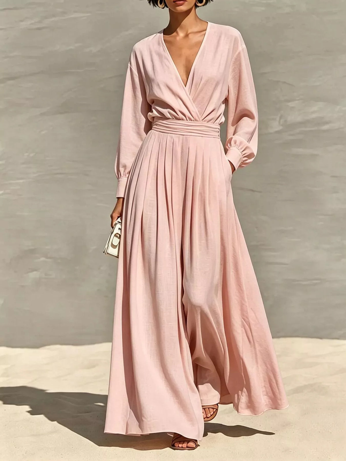 Long Sleeve Wide-Leg Jumpsuit