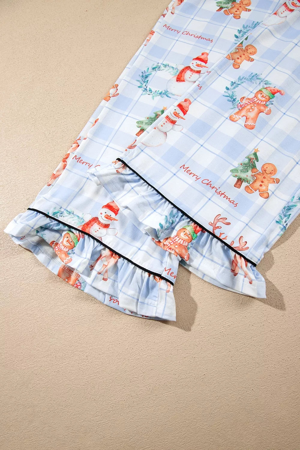 Plaid Christmas Pajama Set in Light Blue