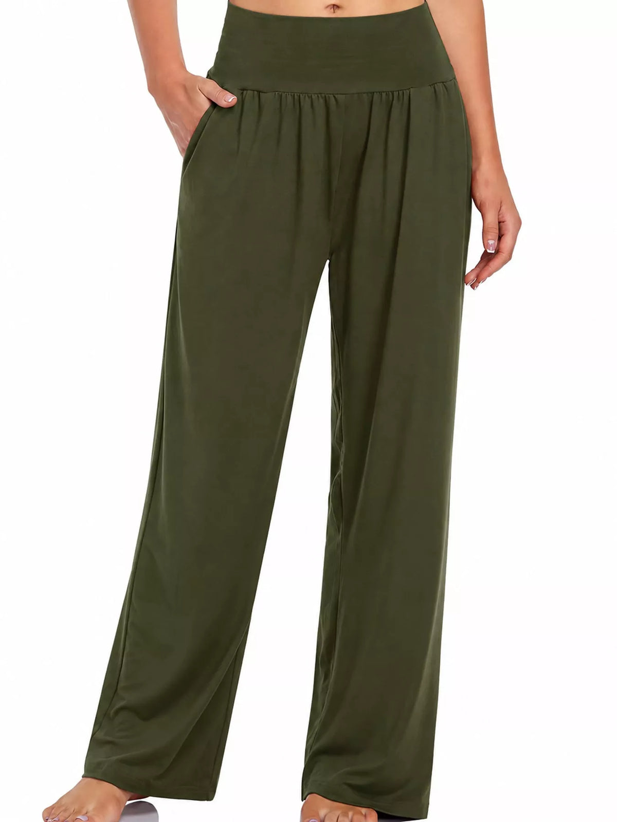 High-Rise Wide-Leg Pants with Pockets