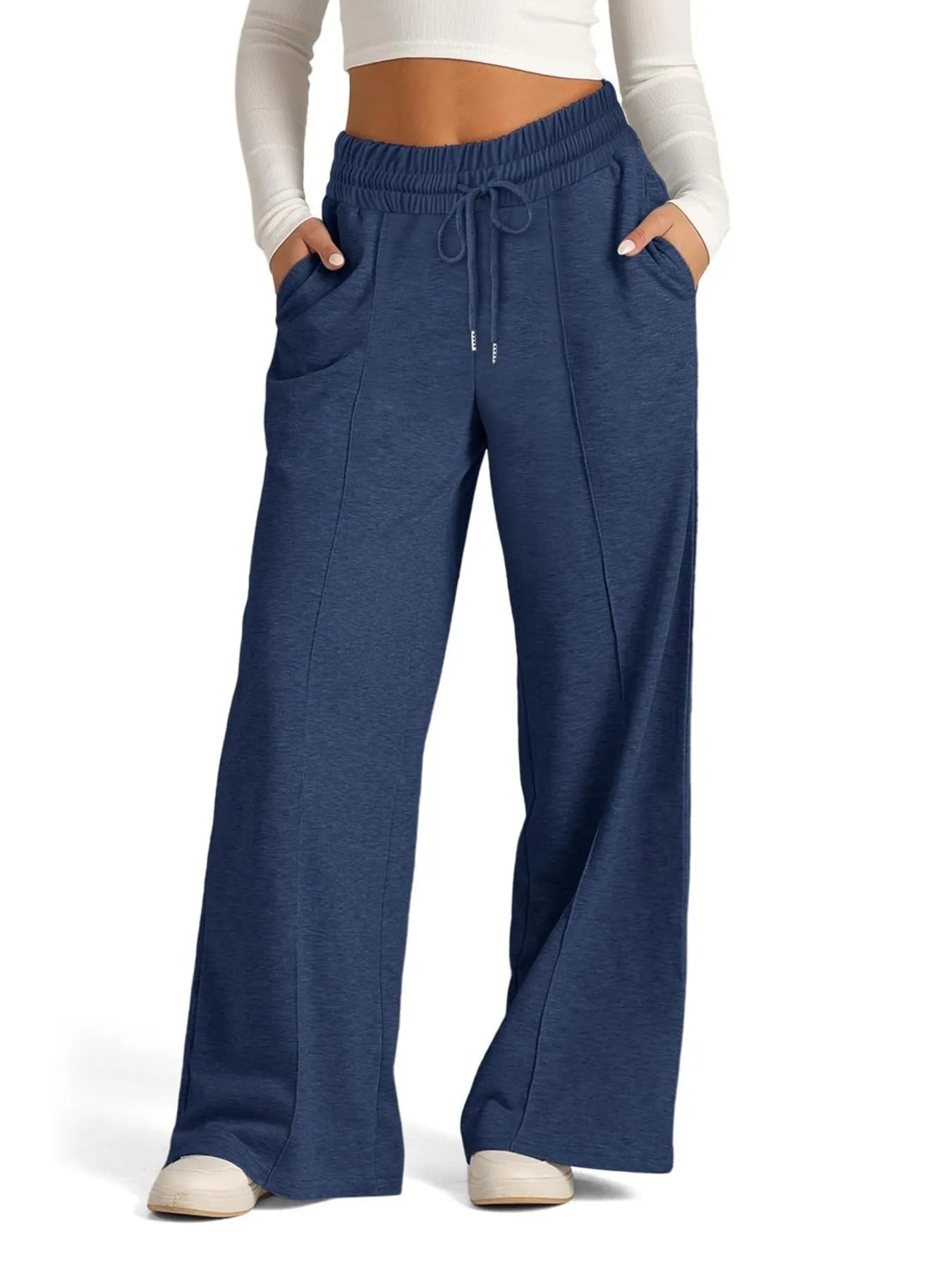 Drawstring Relaxed Wide Leg Pants
