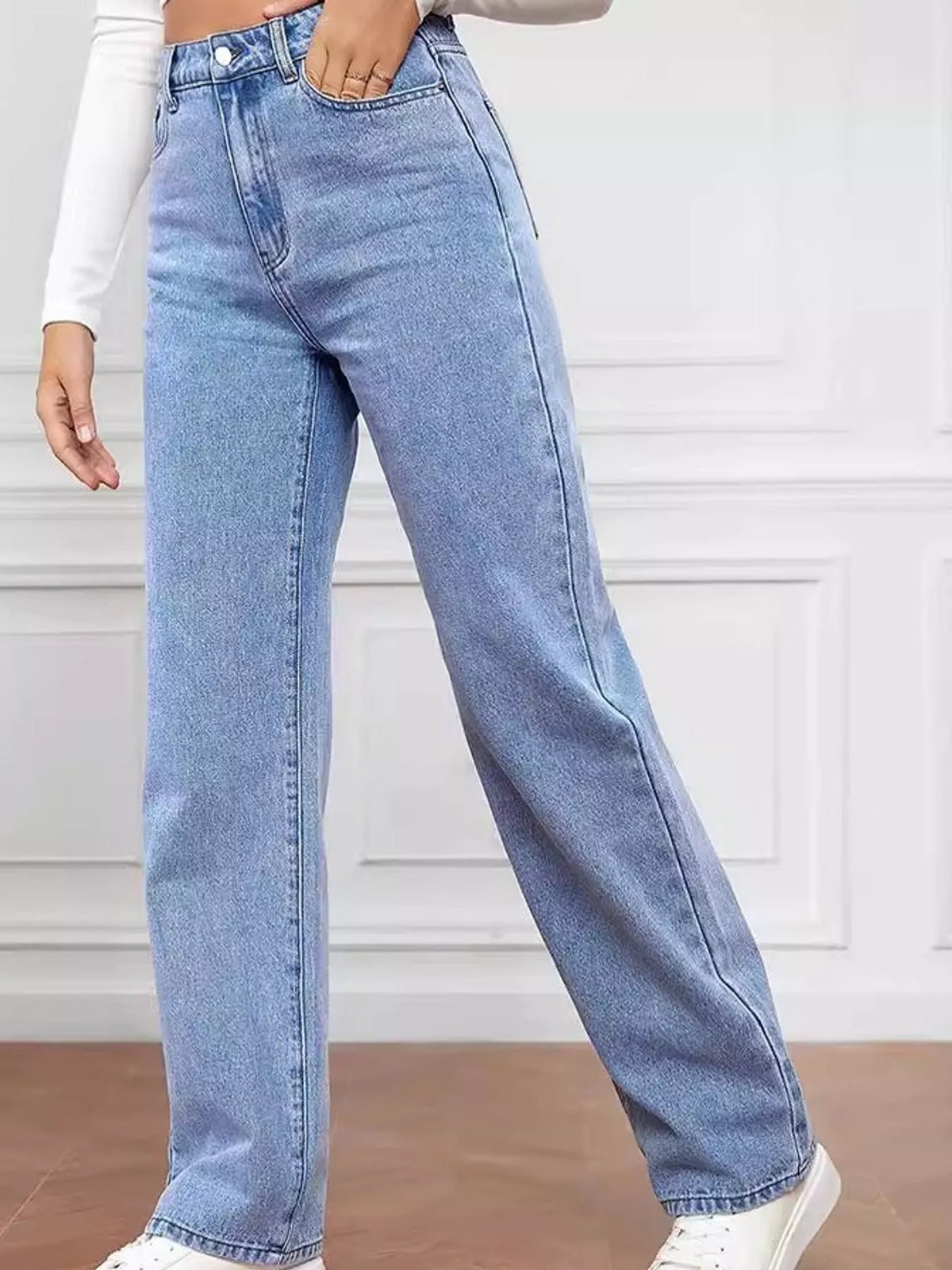 High-Waisted Vintage Wash Jeans
