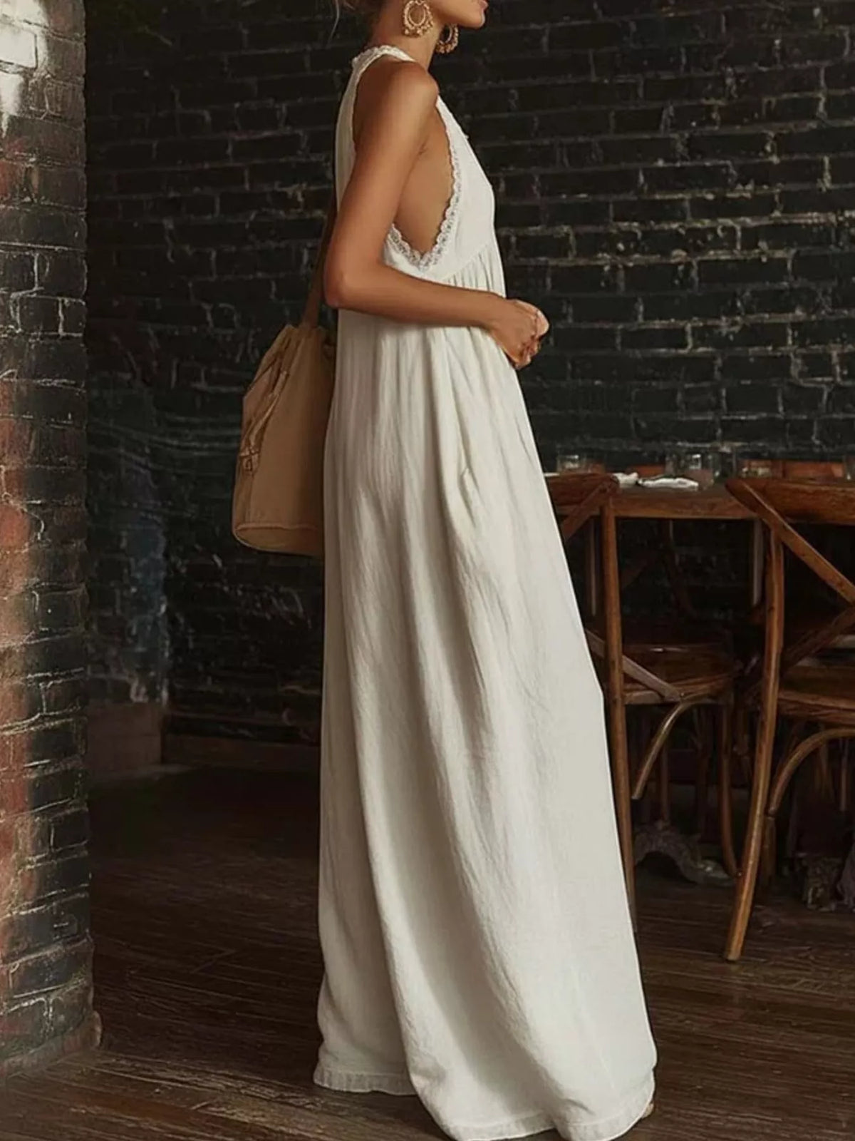 Lace Trim Wide-Leg Jumpsuit