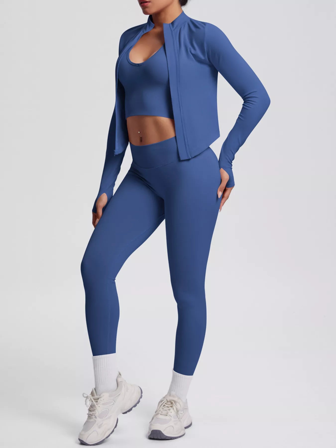 Zip-Up Jacket Tank and Leggings Active Set