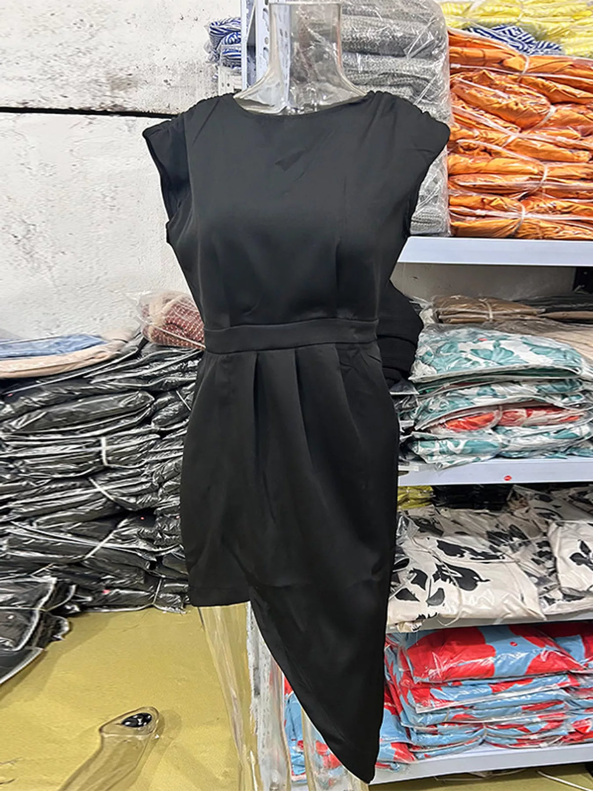 Asymmetrical Backless Pleated Dress