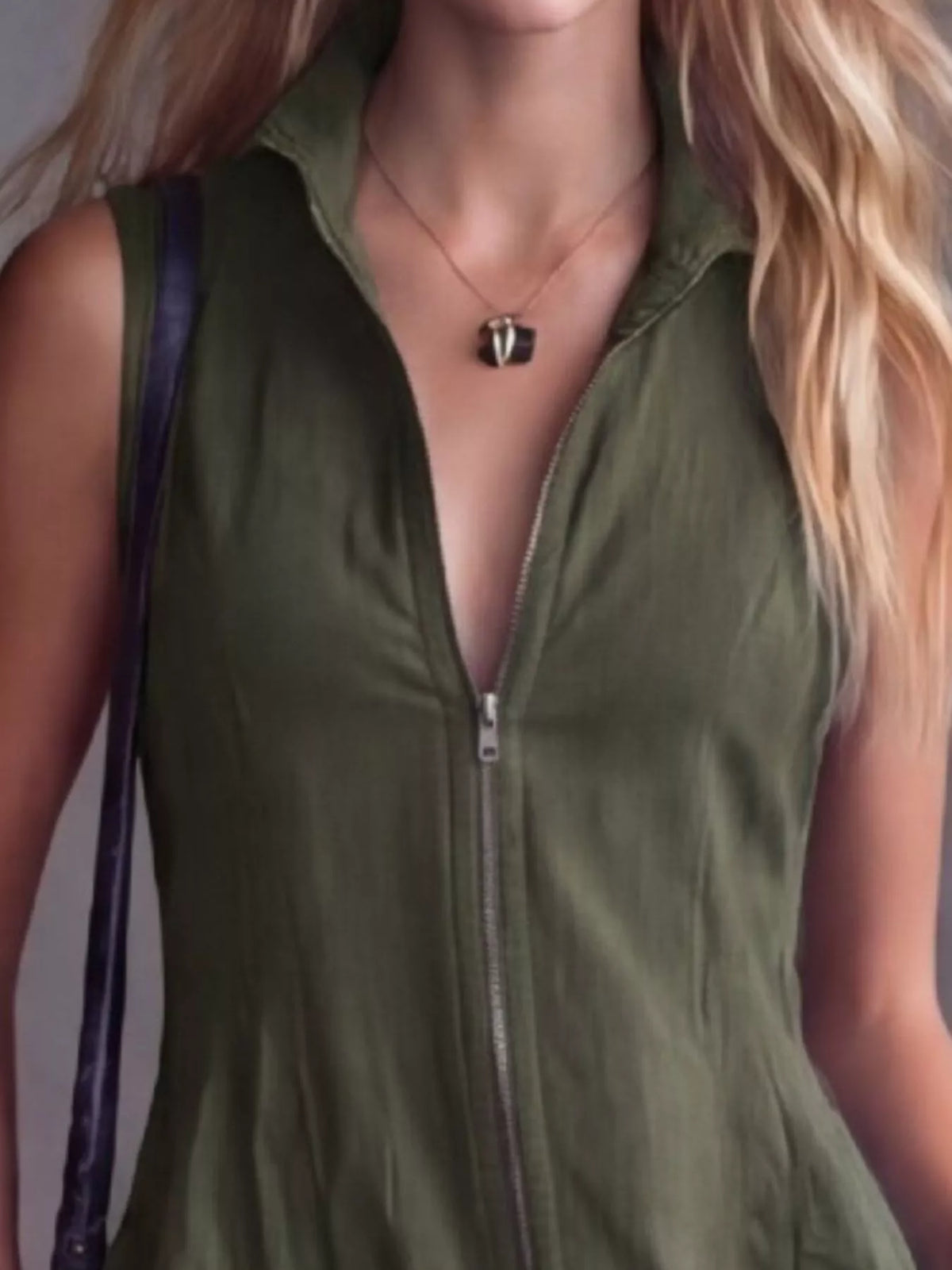 High-Low Ruffled Zip Front Dress
