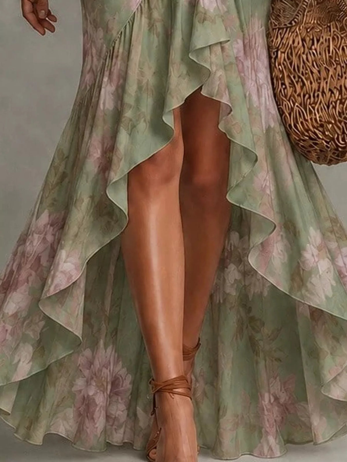High-Low Ruffled Maxi Dress