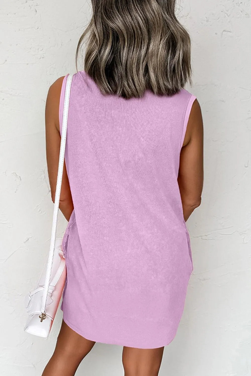 Round-Neck Sleeveless Mini Dress with Pockets