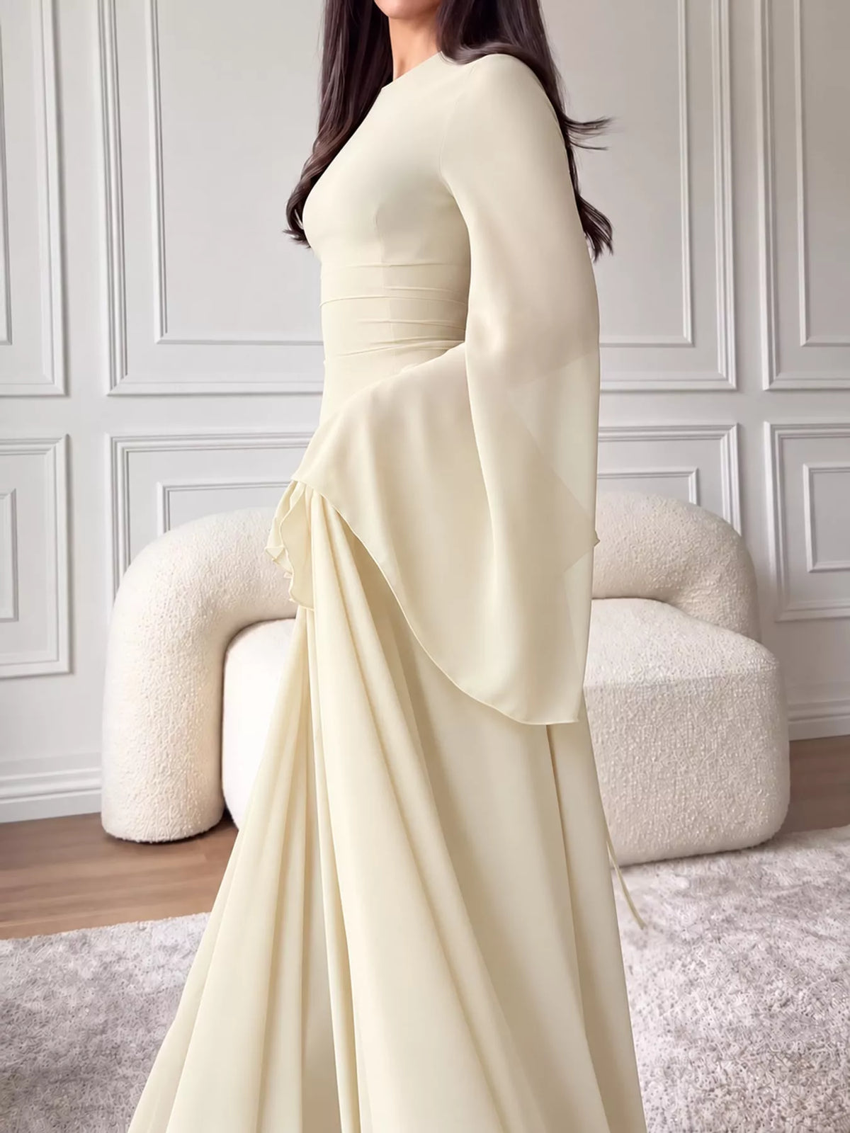 Ruffled Flare Sleeve Maxi Dress