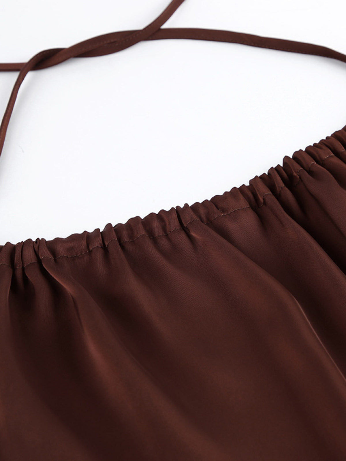 Backless Halter Maxi Dress in Brown
