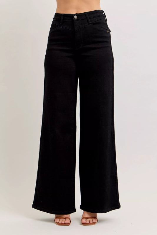 Judy Blue High-Waisted Wide Leg Jeans in Black in Bk