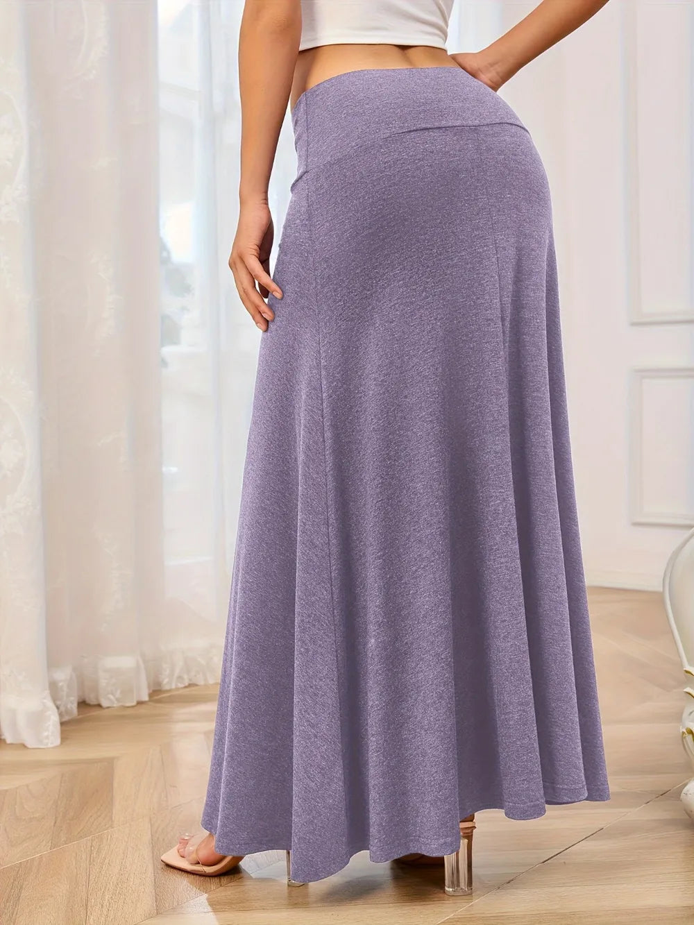 Elastic-Waist Maxi Skirt