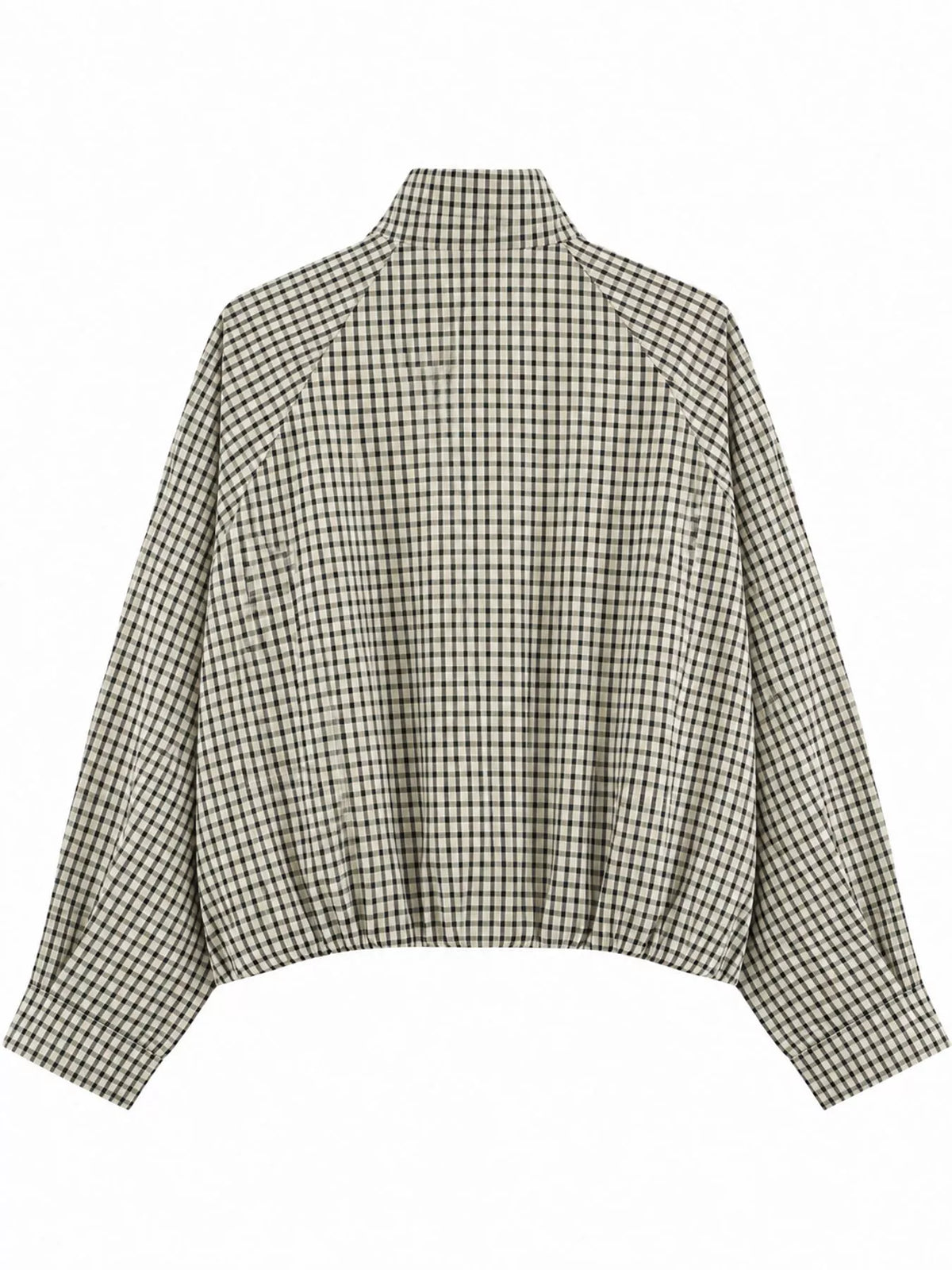 Plaid Stand-Collar Cropped Jacket