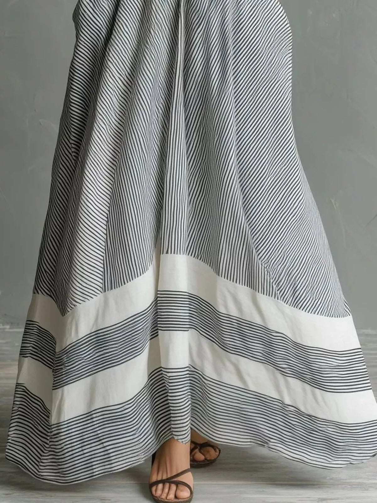 Striped Halter Maxi Dress with Pockets