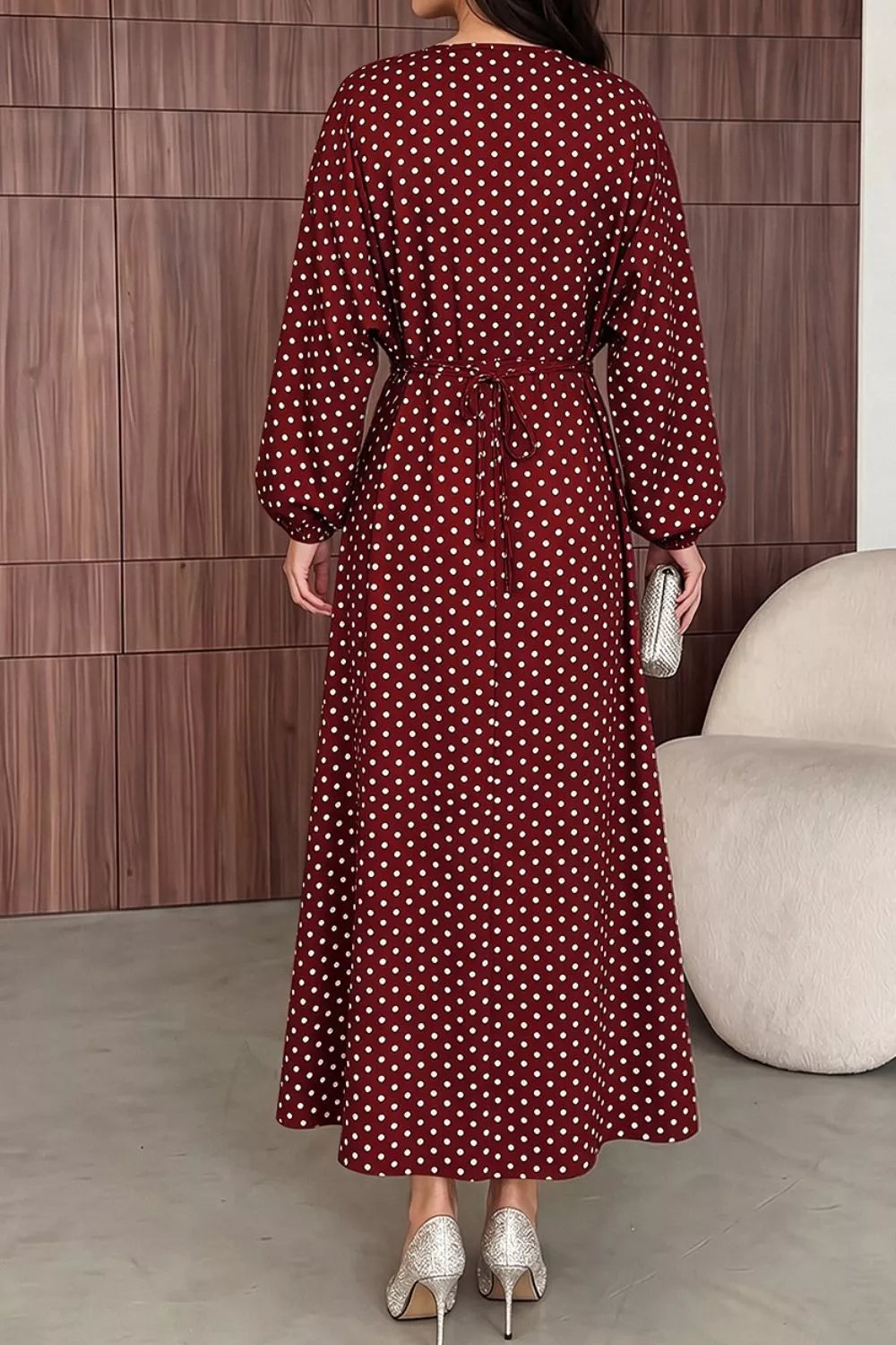 Polka Dot Tie-Waist Maxi Dress
