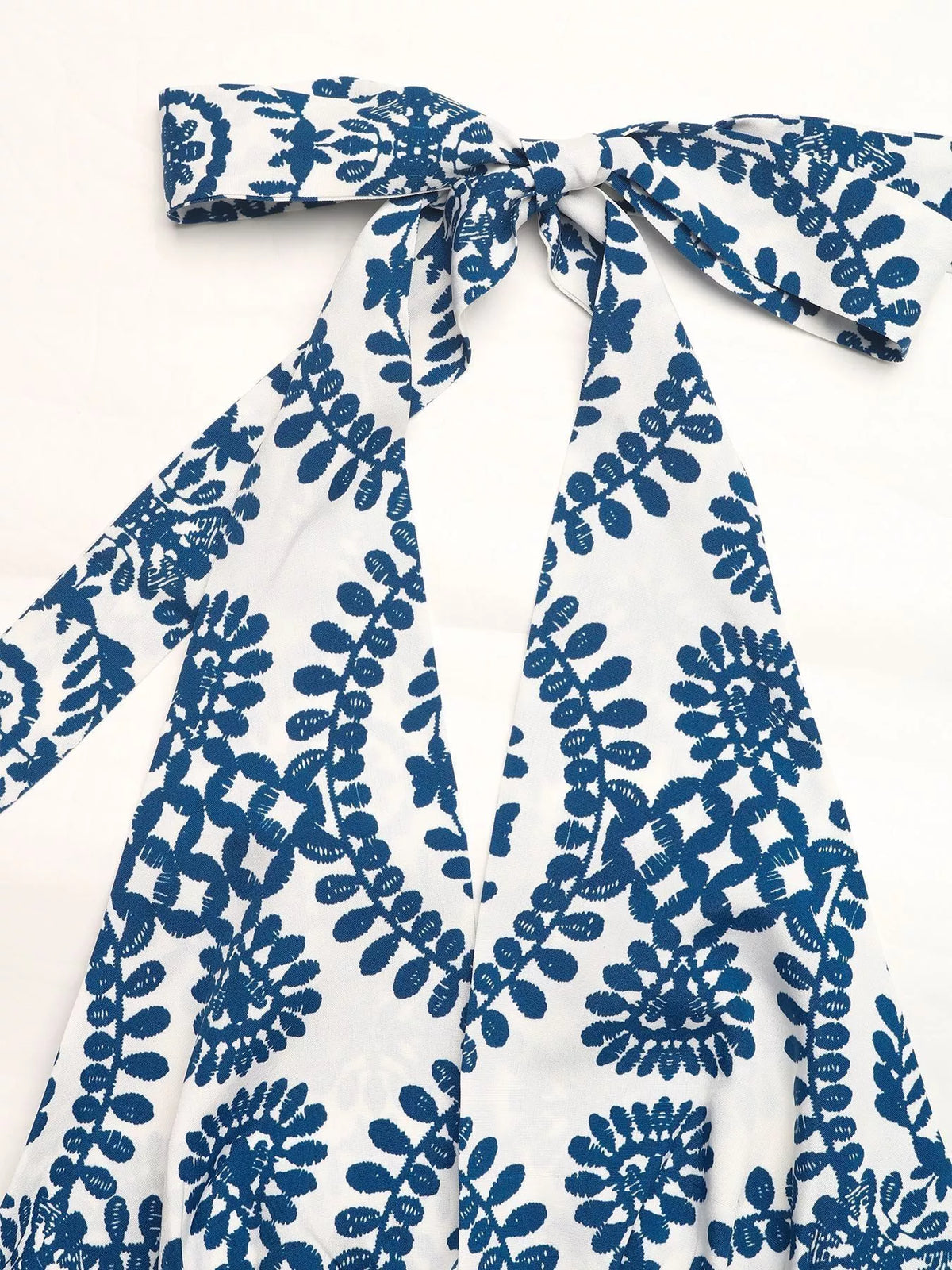 Printed Tie Halter Neck Maxi Dress in Blue