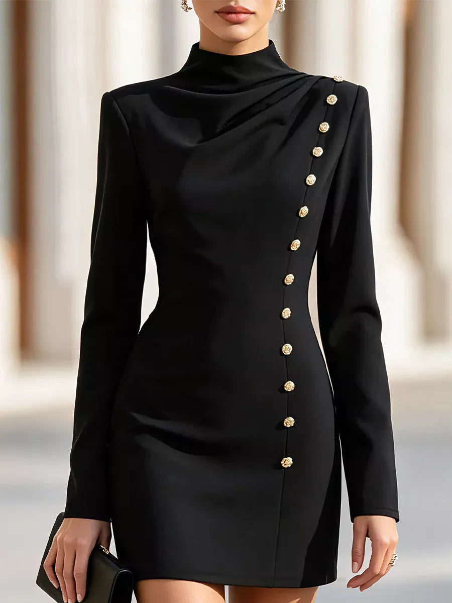 Mock Neck Long-Sleeve Bodycon Dress
