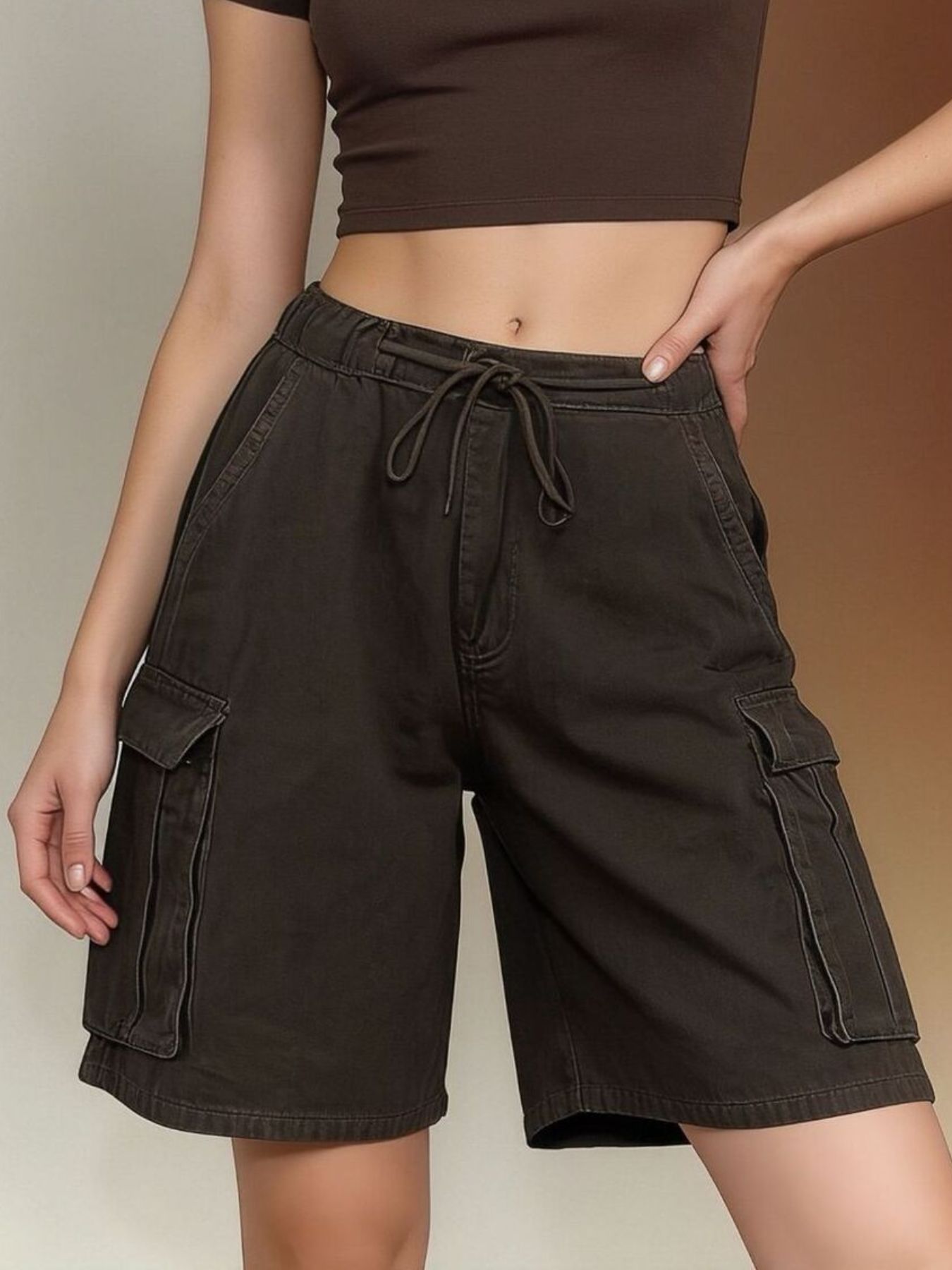 Cargo Shorts with Drawstring by Dreamy Drapes