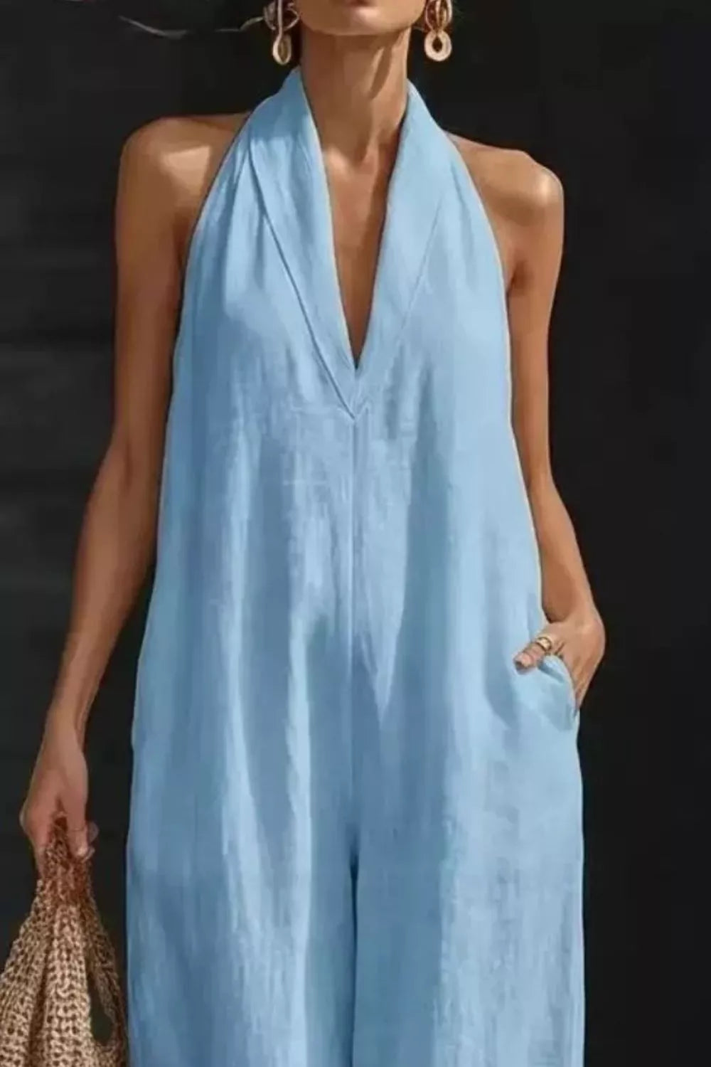 Sleeveless Wide Leg Jumpsuit with Pockets