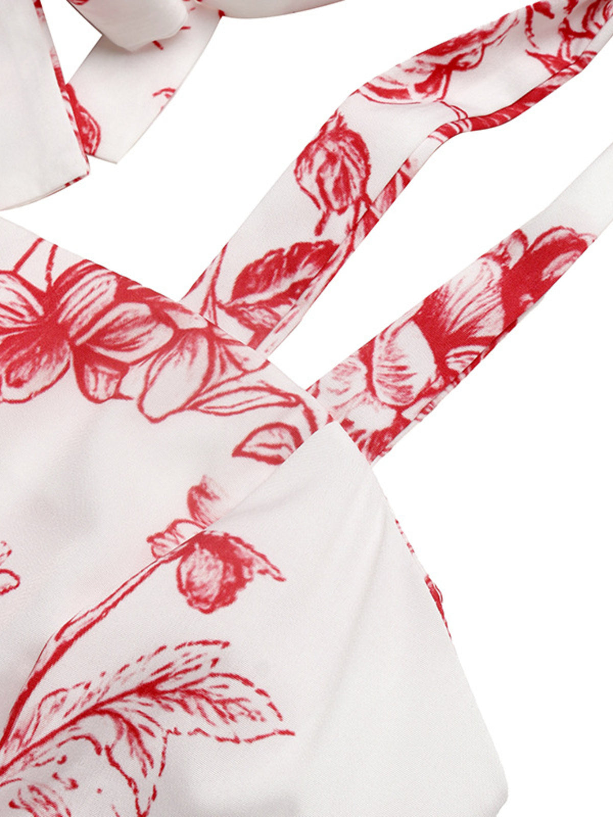 Floral Print Tie Strap Maxi Dress in Red