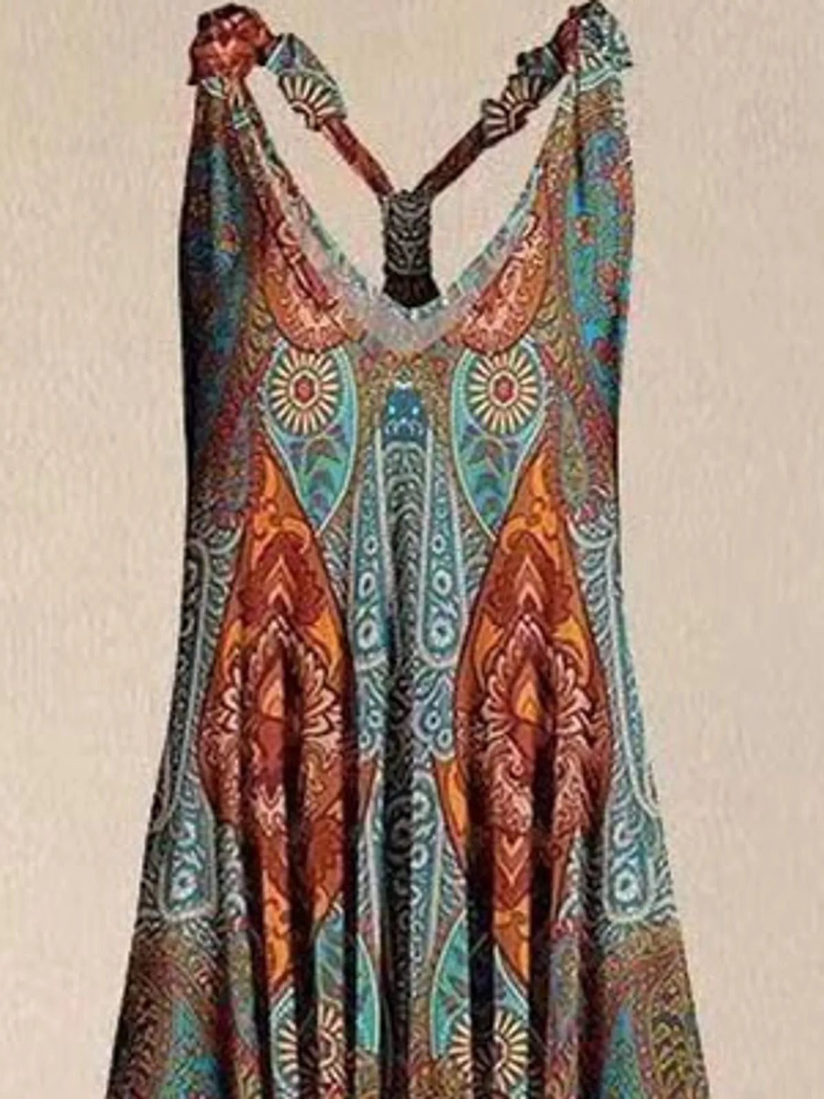 Plus Size Printed V-Neck Sleeveless Romper