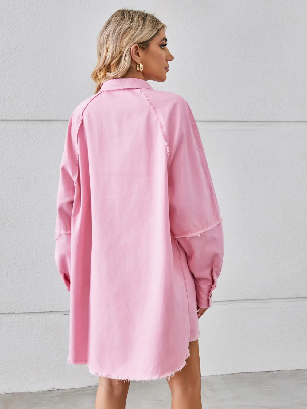 Raw Hem Button-Up Denim Dress by Manny