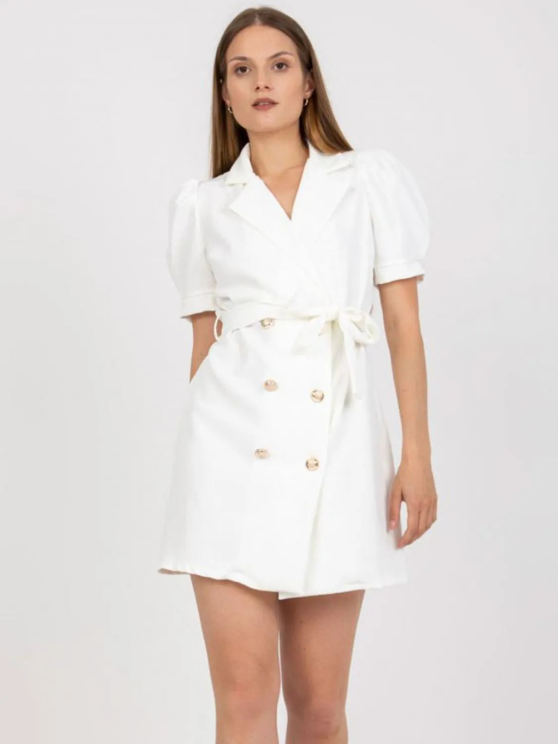 Tie-Waist Short Sleeve Blazer Dress