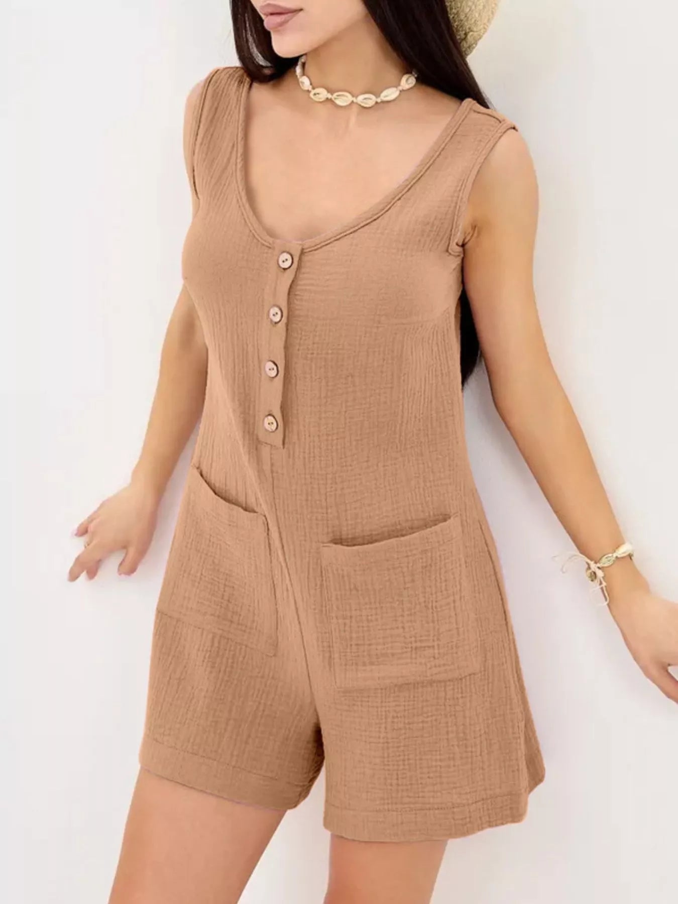 Button-Down Sleeveless Romper