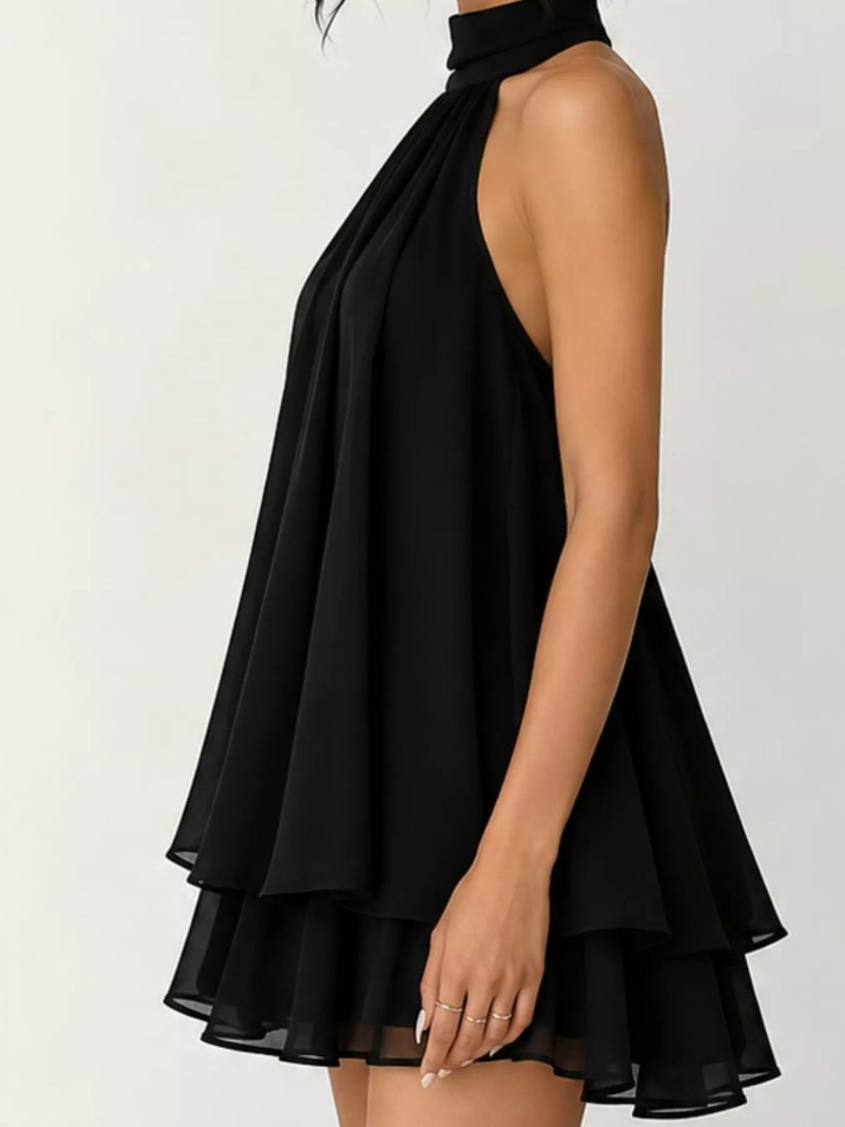 Tied Halter Chiffon Mini Dress