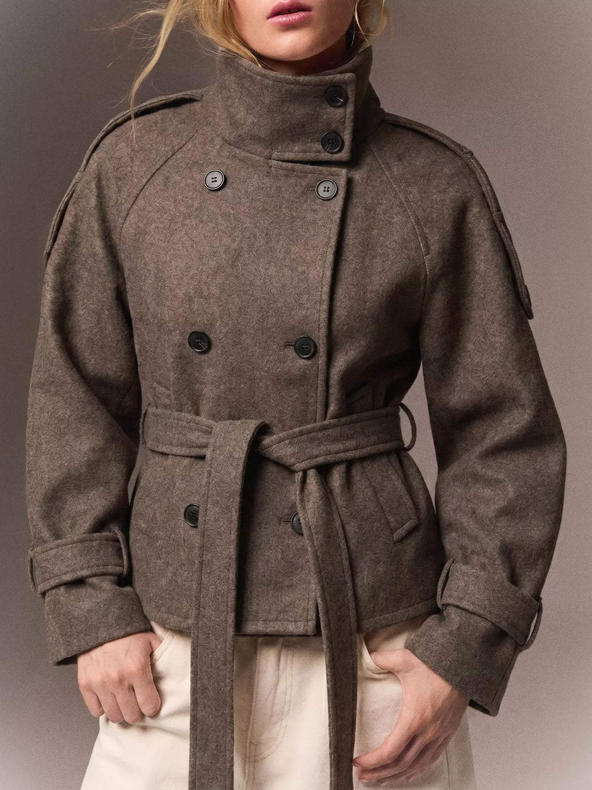 Double-Breasted Belted Thermal Coat