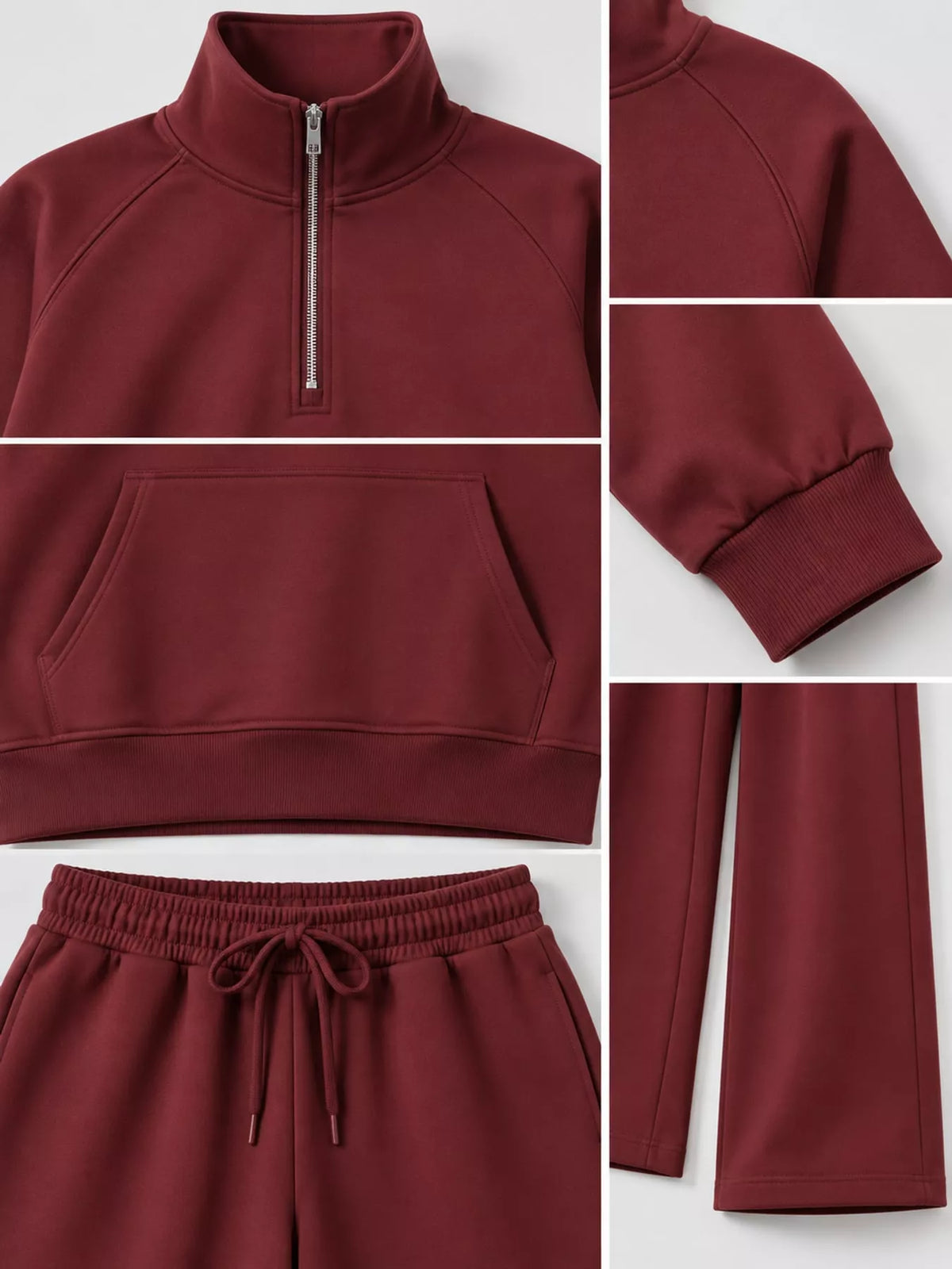 Half-Zip Sweatshirt and Wide-Leg Pants Set