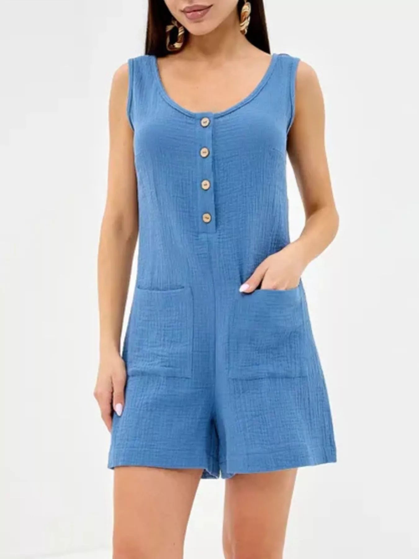 Button-Down Sleeveless Romper