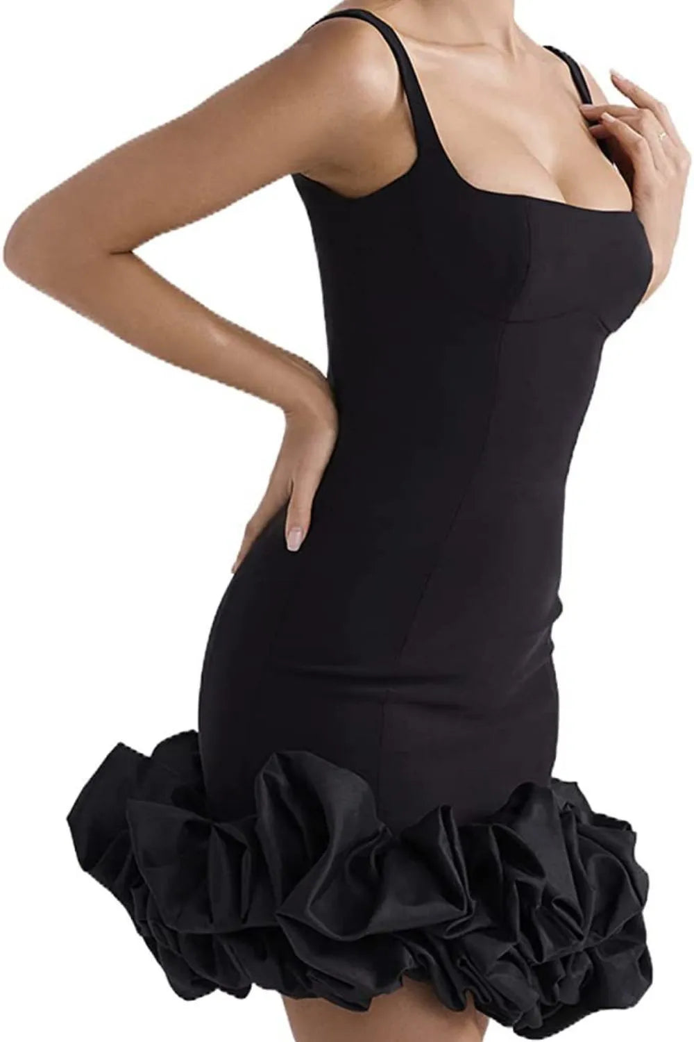Ruched Square Neck Mini Dress