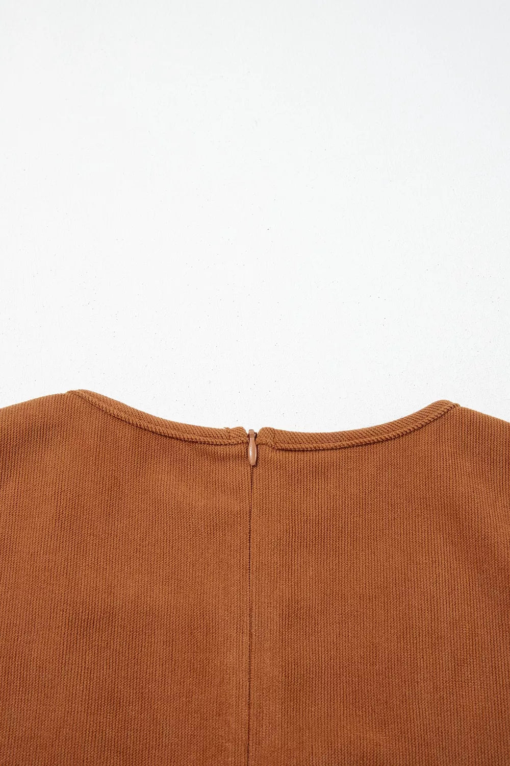 Tie V-Neck Corduroy Romper in Caramel