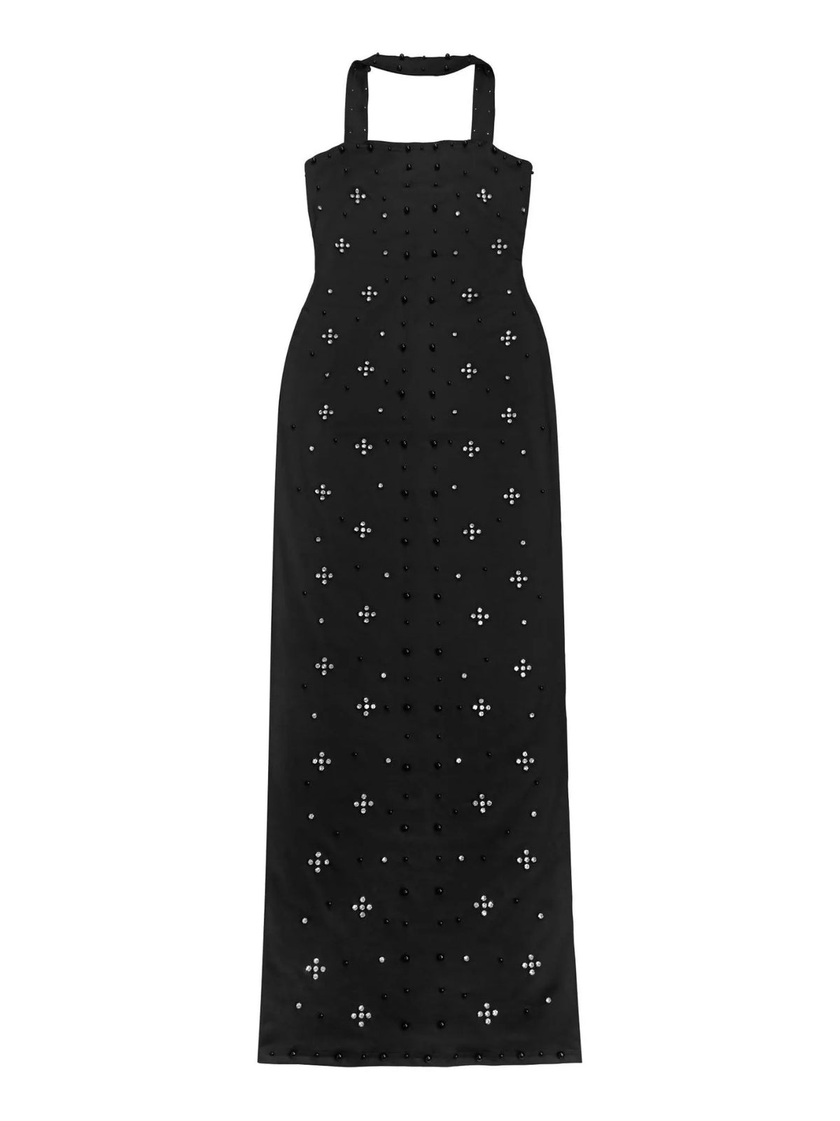 Rhinestone Tube Bodycon Maxi Dress in Black